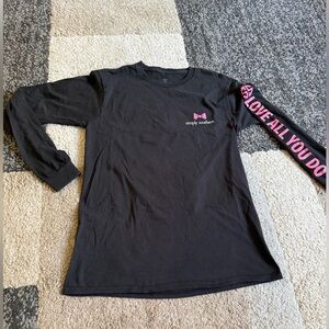 Simply Southern - “LOVE ALL YOU DO” Black Shirt with Pink Sleeve - small